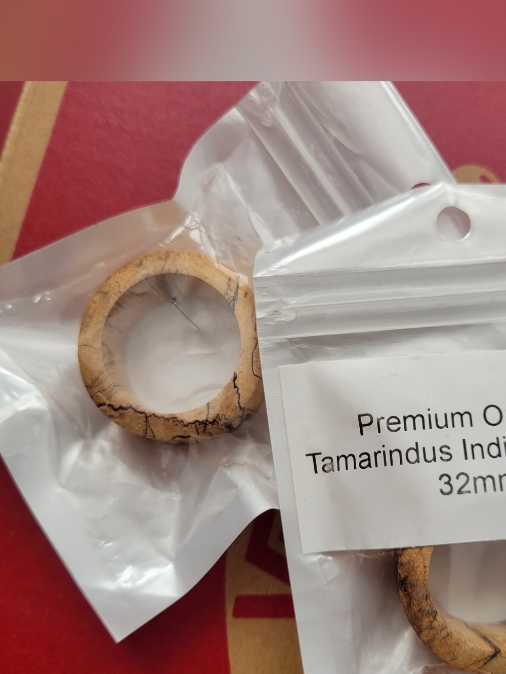 Natural Wood Ring Earrings - Beige Brown 32mm tunnels/spacers